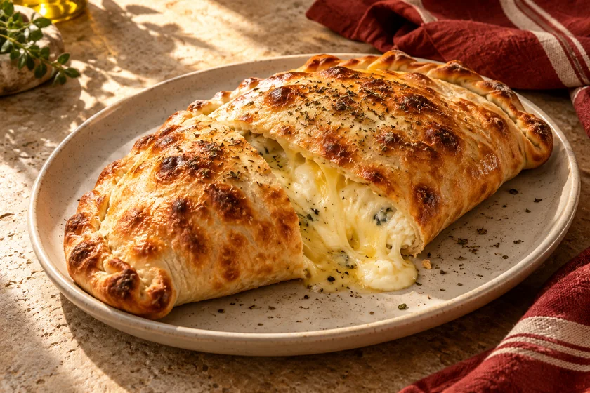 Ilustración gastronómica de calzone